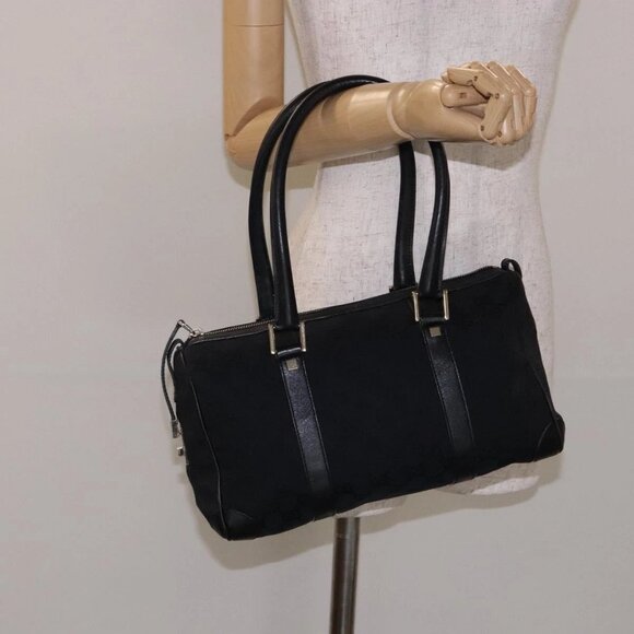 GUCCI GG Canvas Shoulder Bag Black Gold 000 0851 3754 Auth 132140 - Picture 1 of 15